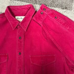 Eddie Bauer Chamois Long Sleeve Button Down Shirt Men's Red Cotton Casual